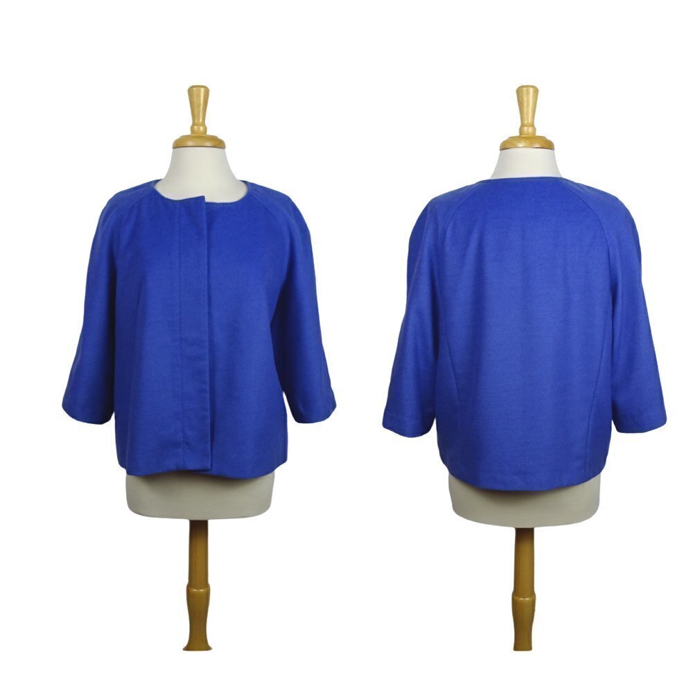HARVE BENARD Suit Jacket Blazer Topper 3/4 Sleeve Career Academia BLUE Petite PL